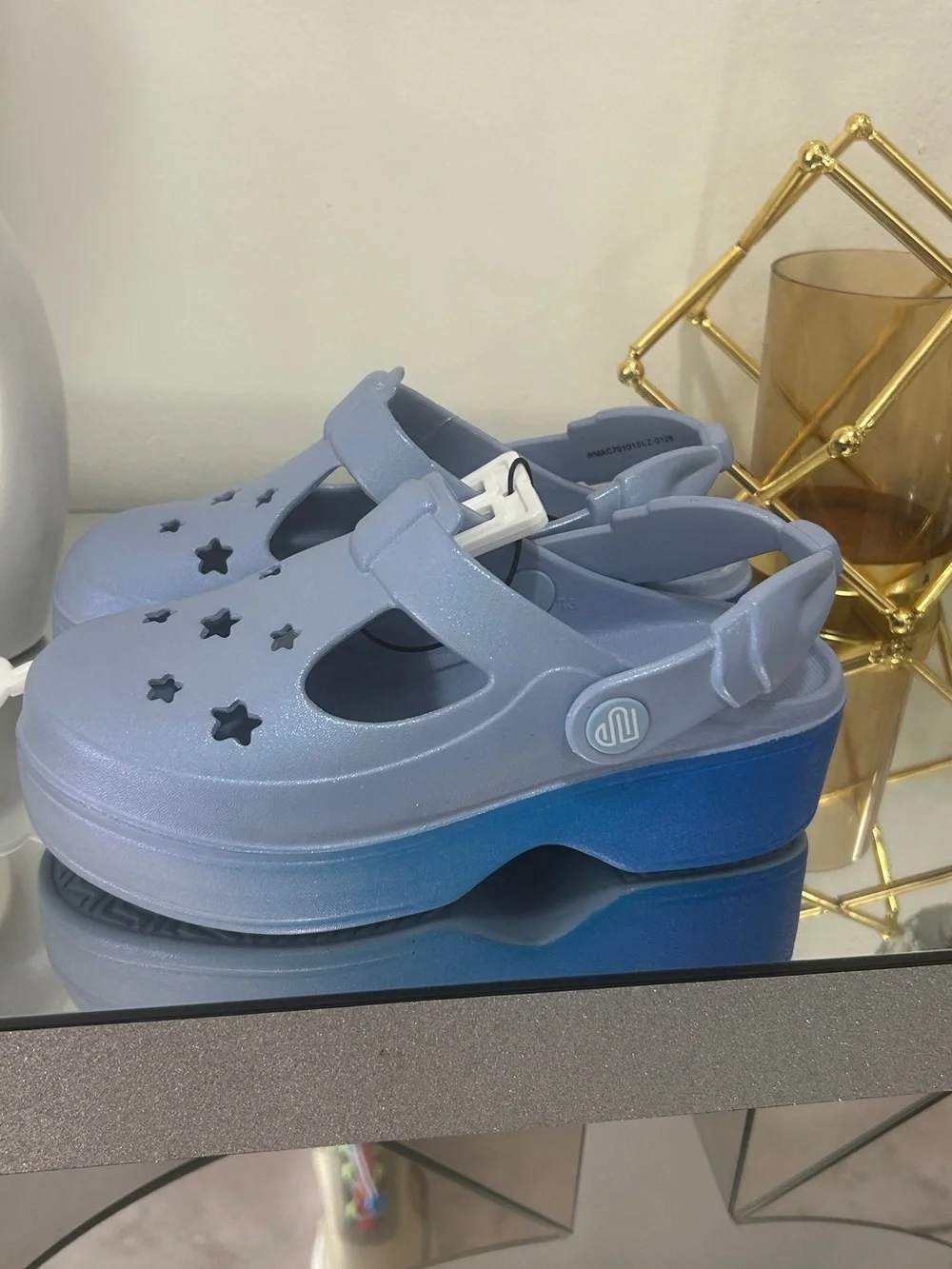 Justice Girls Aqua Bow Platform Clogs Shoes Size 13 Little Girl NWT